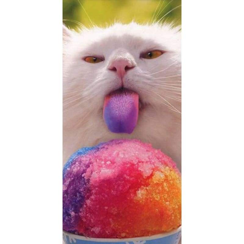 Cat With Snow Cone - Full Drill Diamond Painting - Special