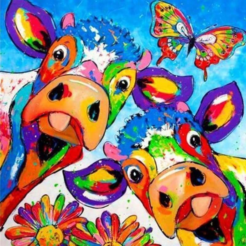 Full Drill - 5D Diamond Painting Kits Colred Drawing Cows