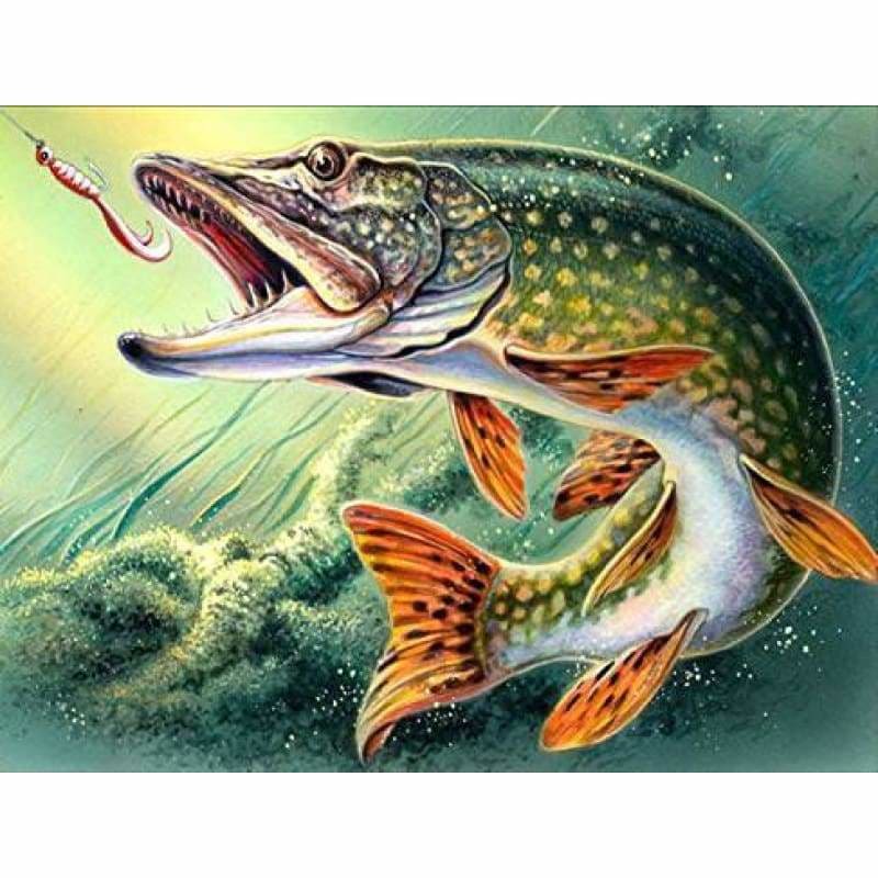 Full Drill - 5D DIY Diamond Painting Green Fish Embroidery