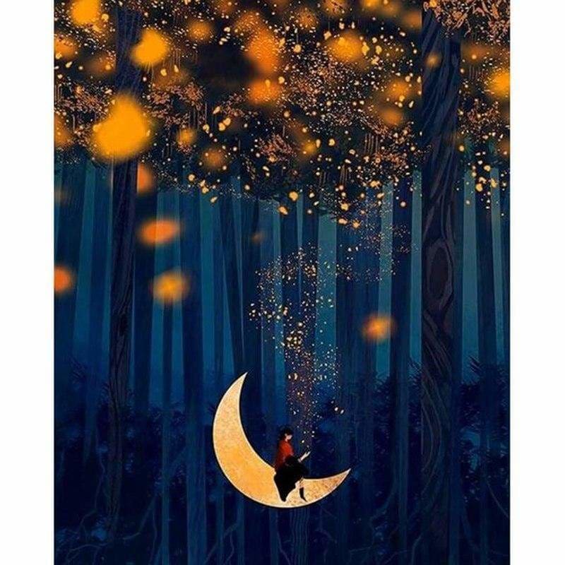 Full Drill - 5D DIY Diamond Painting Kits Cartoon Moon Girl