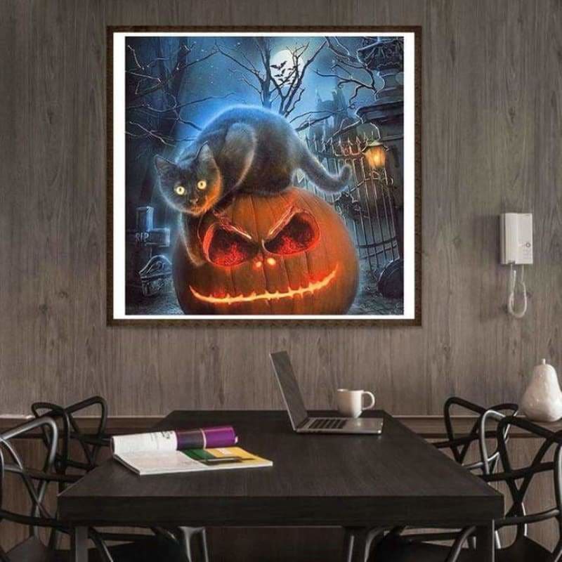 Full Drill - 5D DIY Diamond Painting Kits Halloween Cat and