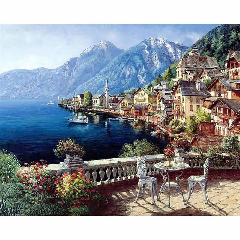 Hot Sale Landscape Seaside Town Diy Full Drill - 5D Mosaic