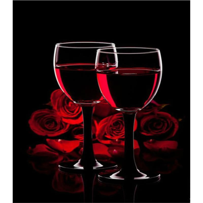 Modern Art Red Roses And Wine Full Drill - 5D Diy Diamond
