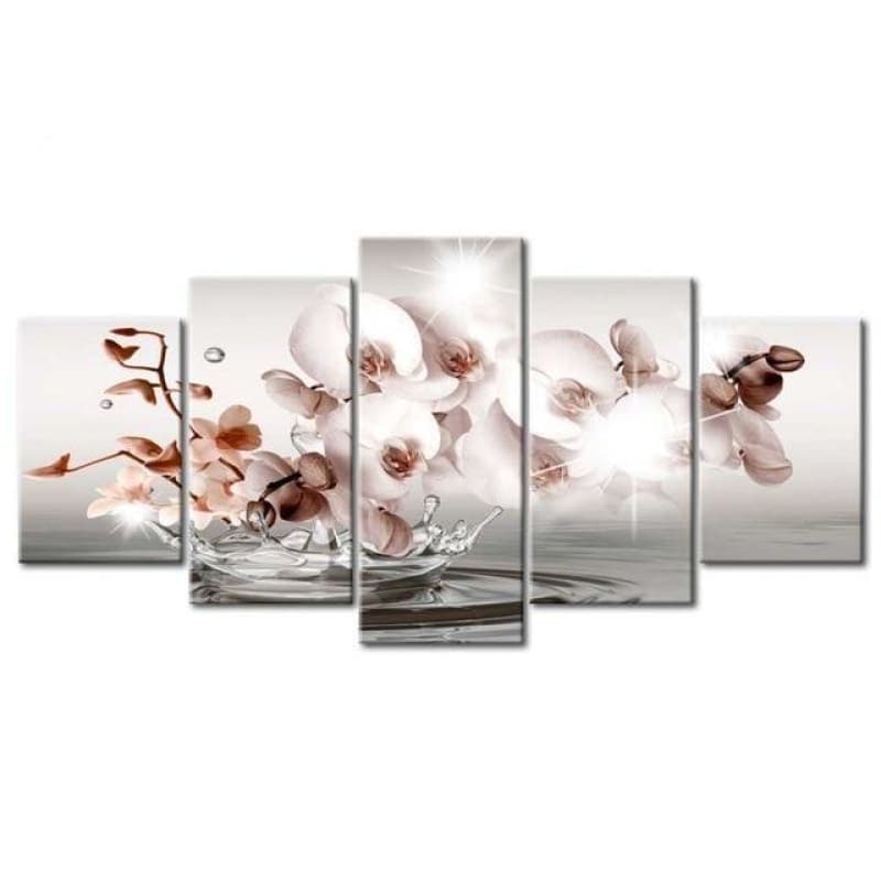 Large Size Multi Panel White Flower Full Drill - 5D Diy Embroidery Painting Kits VM7922 - NEEDLEWORK KITS