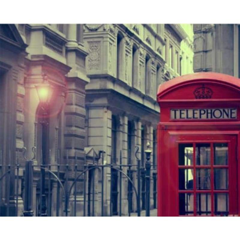 Modern Art Street Red Phone Booth Full Drill - 5D Diy Diamond Painting Kits VM9203