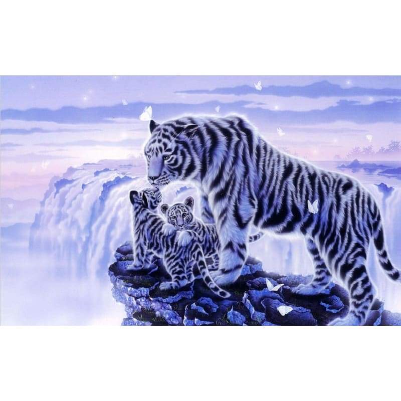Black And White Tigers - Full Drill Diamond Painting -