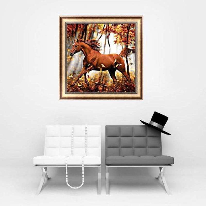 Full Drill - 5D DIY Diamond Painting Kits Autumn Forest Running Horse - NEEDLEWORK KITS