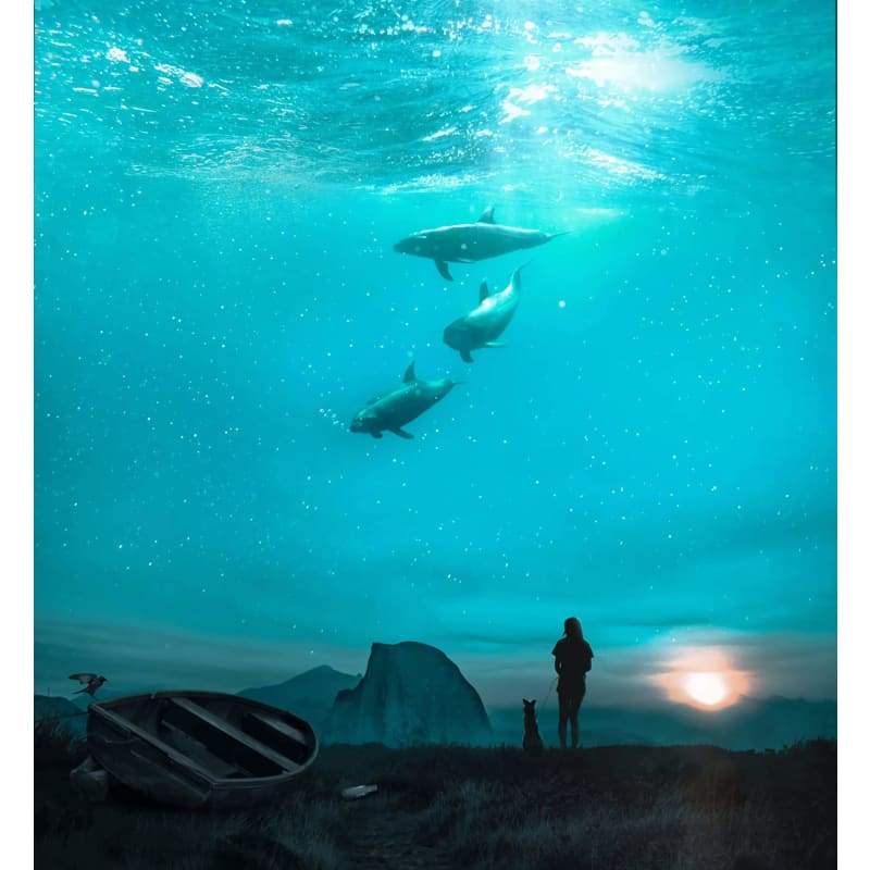 Dolphins In Sky - Full Drill Diamond Painting - Special