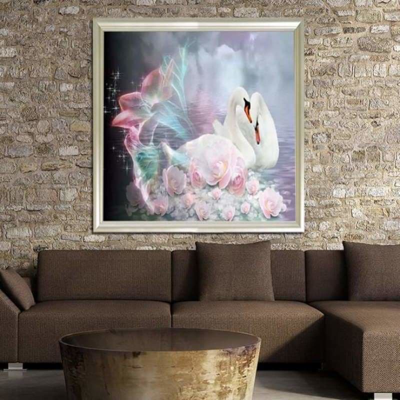 Dream Swans Love Pattern Wall Decor Full Drill - 5D Diy