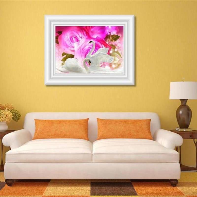 Dream Swans Love Pattern Wall Decor Full Drill - 5D Diy
