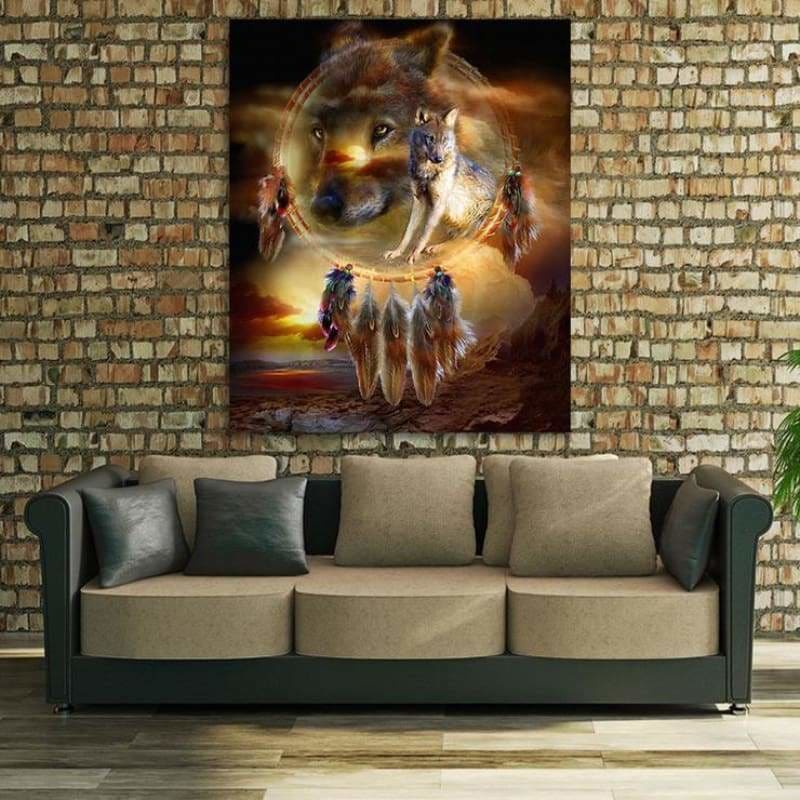 Dream Wolf Catcher Portrait Full Drill - 5D Diy Diamond