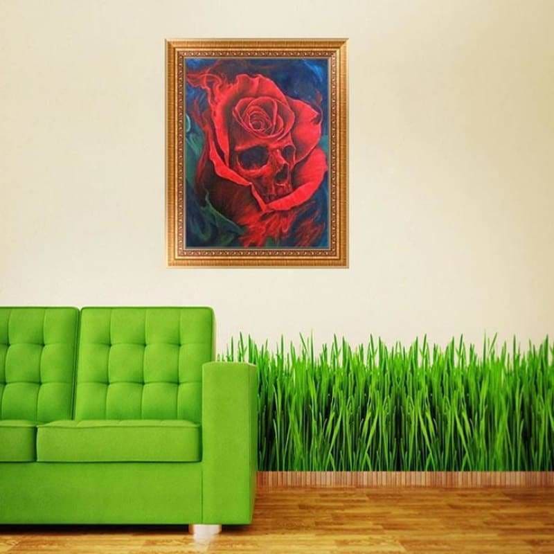 Full Drill - 5D Diamond Painting Kits Abstract Skull Red