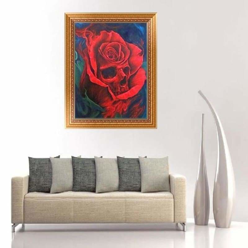 Full Drill - 5D Diamond Painting Kits Abstract Skull Red
