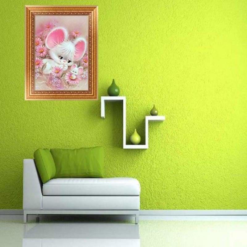 Full Drill - 5D Diamond Painting Kits Pink Farm Animal