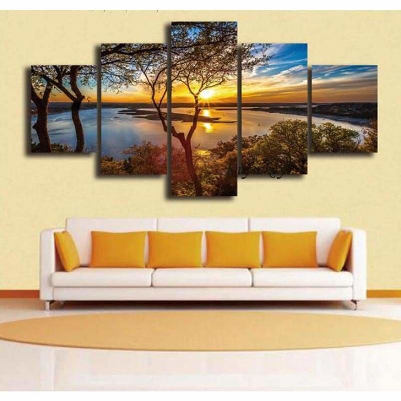 Full Drill - 5D DIY Diamond Painting Kits 5pcs Sunset Lake