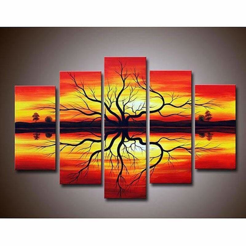 Full Drill - 5D DIY Diamond Painting Kits 5pcs Sunset Tree