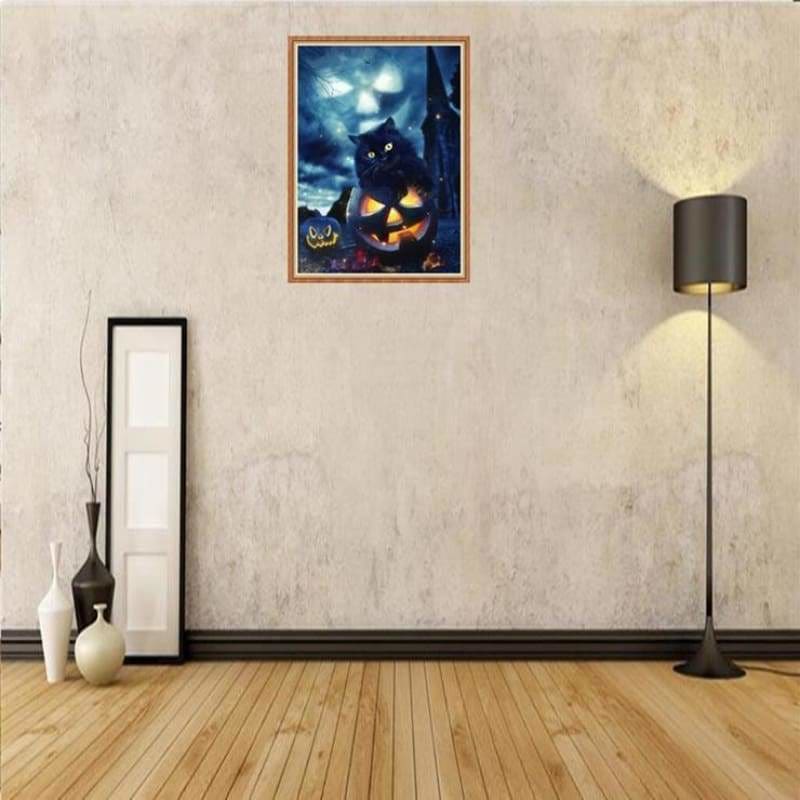 Full Drill - 5D DIY Diamond Painting Kits Cute Cat Pumpkin