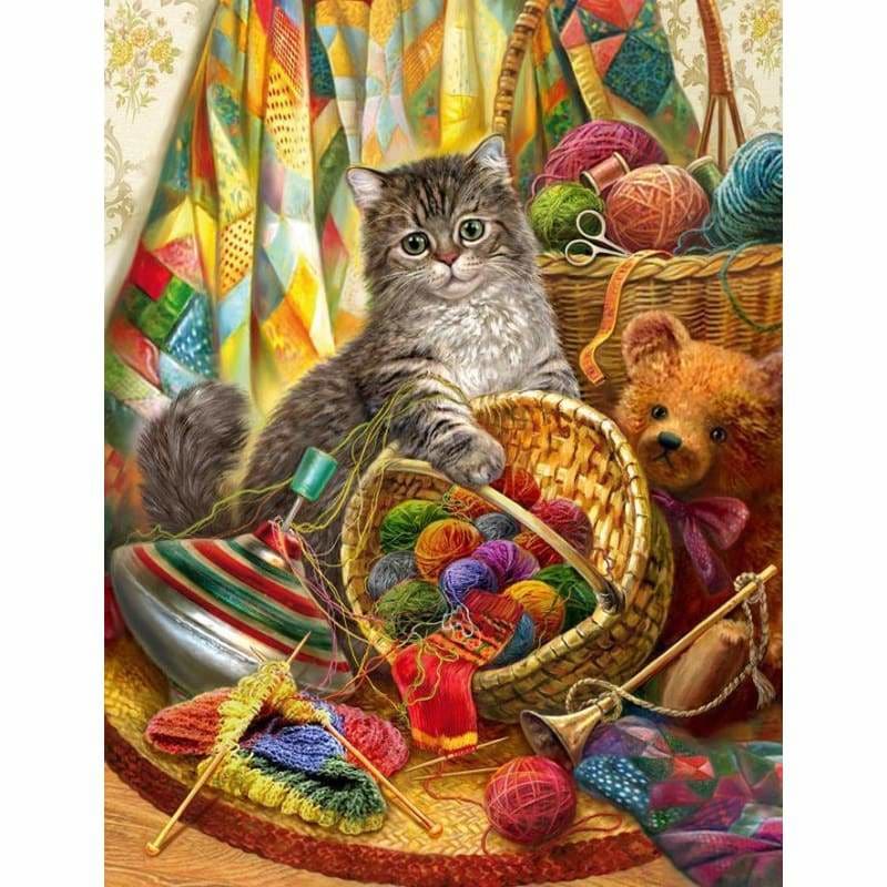 Full Drill - 5D DIY Diamond Painting Kits Cute Cat Teddy