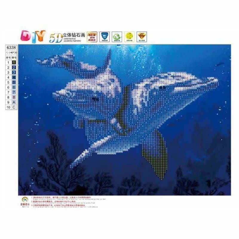 Full Drill - 5D DIY Diamond Painting Kits Cute Dolphins in