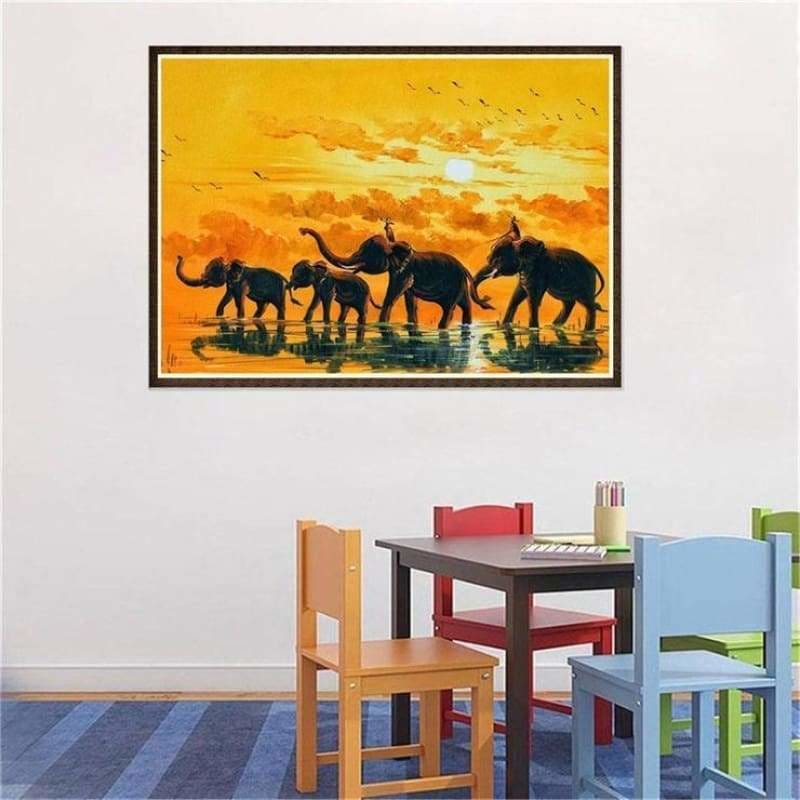 Full Drill - 5D DIY Diamond Painting Kits Elephant Family -