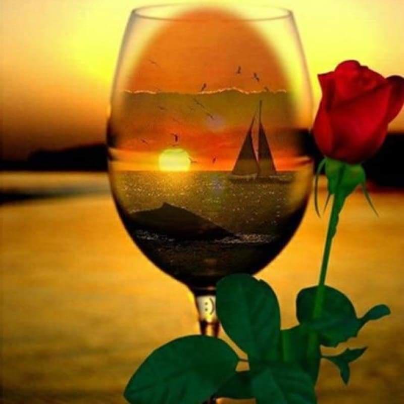 Full Drill - 5D DIY Diamond Painting Kits Rose Glass Sunset