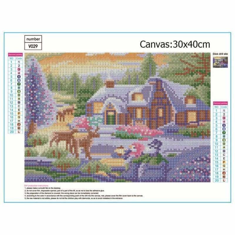 Full Drill - 5D DIY Diamond Painting Kits Snowy Cottage In