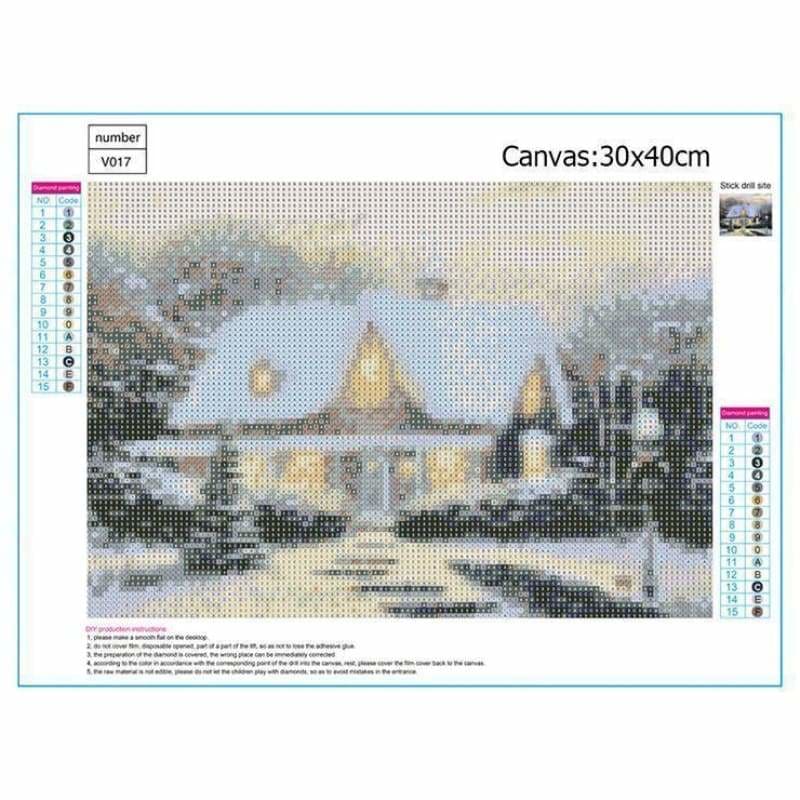 Full Drill - 5D DIY Diamond Painting Kits Snowy Cottage In