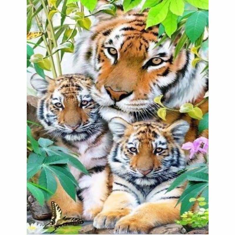 Full Drill - 5D DIY Diamond Painting Kits Warm Tiger Family
