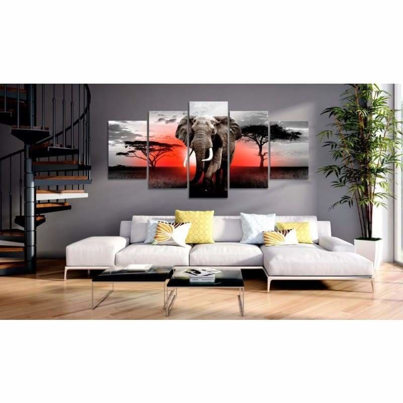 Large Size Multi Panel Sunset Elephant Full Drill - 5D DIY