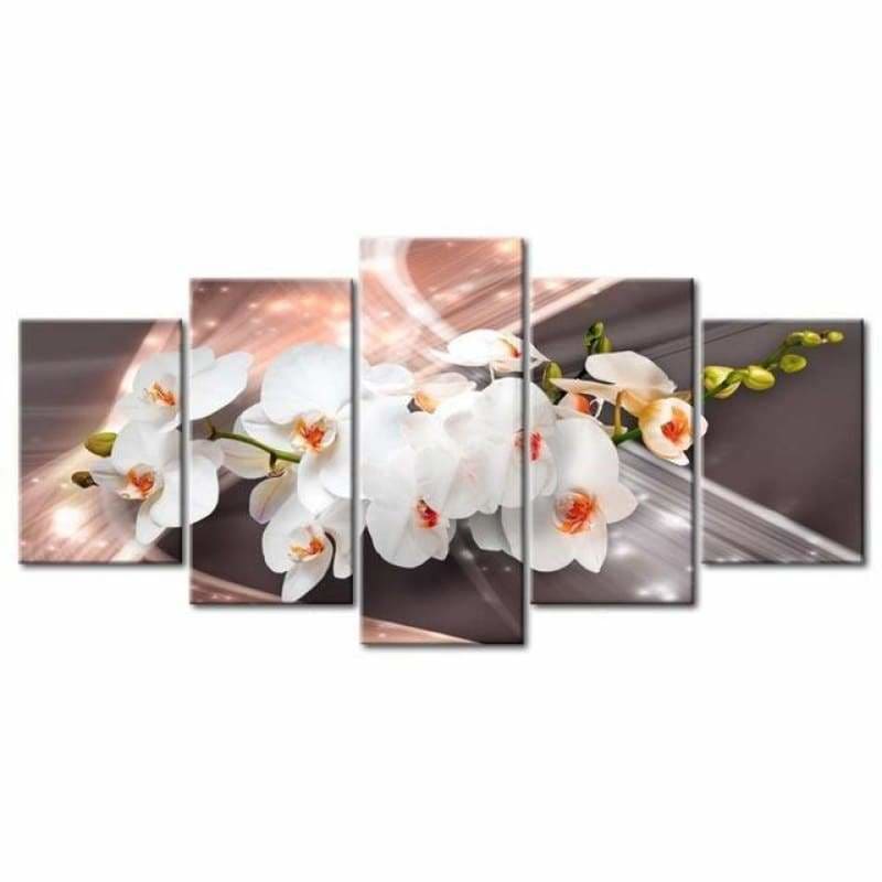 Large Size Multi Panel White Flower Full Drill - 5D Diy