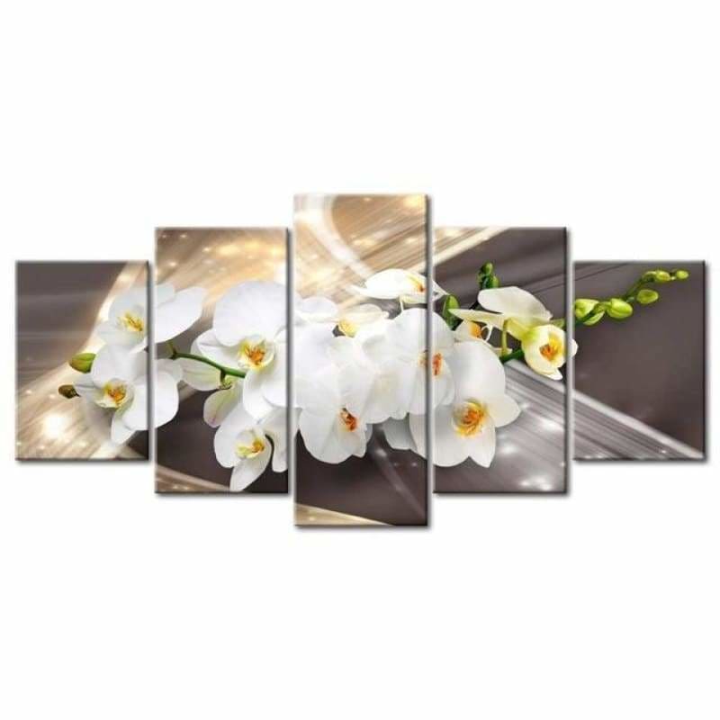 Large Size Multi Panel White Flower Full Drill - 5D Diy