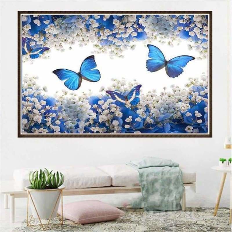 Modern Art Blue Butterfly Wall Decor Full Drill - 5D Diy