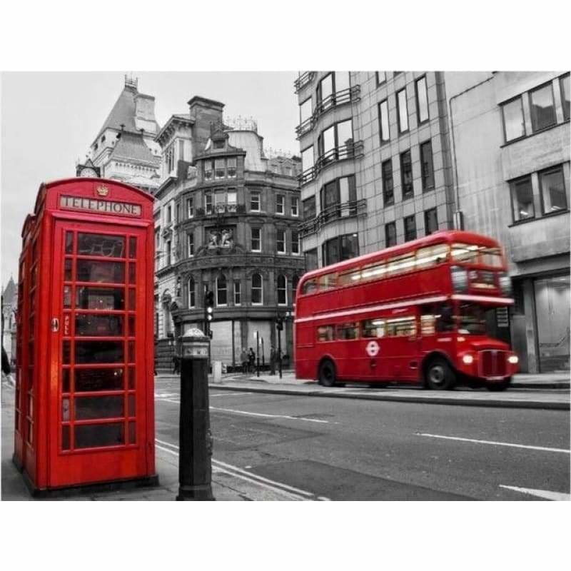Modern Art Red Telephone Booth Full Drill - 5D Diy Diamond
