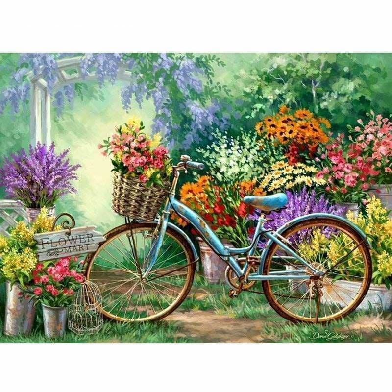 New Hot Sale Flowers And Bicycles Full Drill - 5D Diy