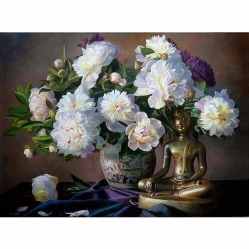 New Hot Sale Peony Flowers Buddha Full Drill - 5D Diy