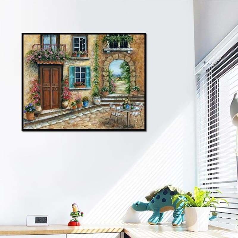 Oil Painting Style Garden Door Diy Full Drill - 5D Diamond
