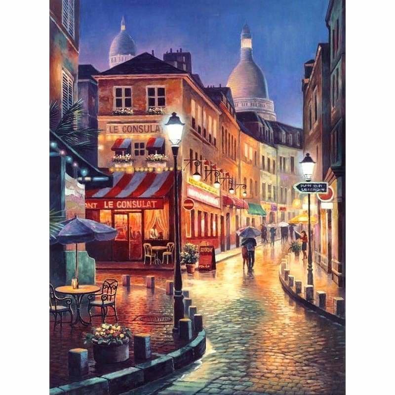 Oil Painting Style Landscape Street Full Drill - 5D Diy