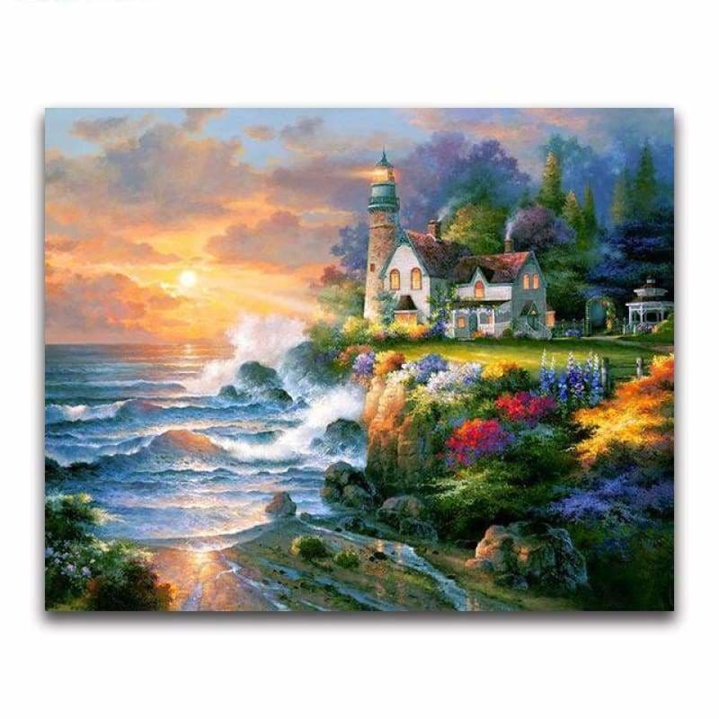 Oil Painting Style Lighthouse Pattern Diy Full Drill - 5D
