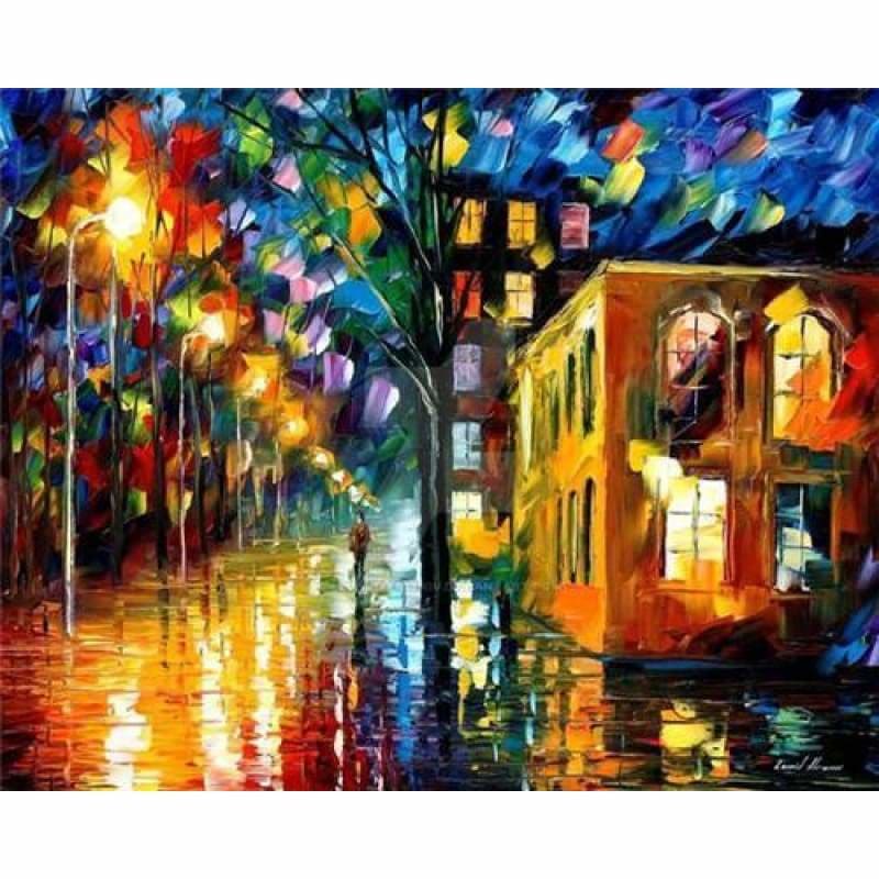 Oil Painting Style Night Street Pattern Full Drill - 5D Diy