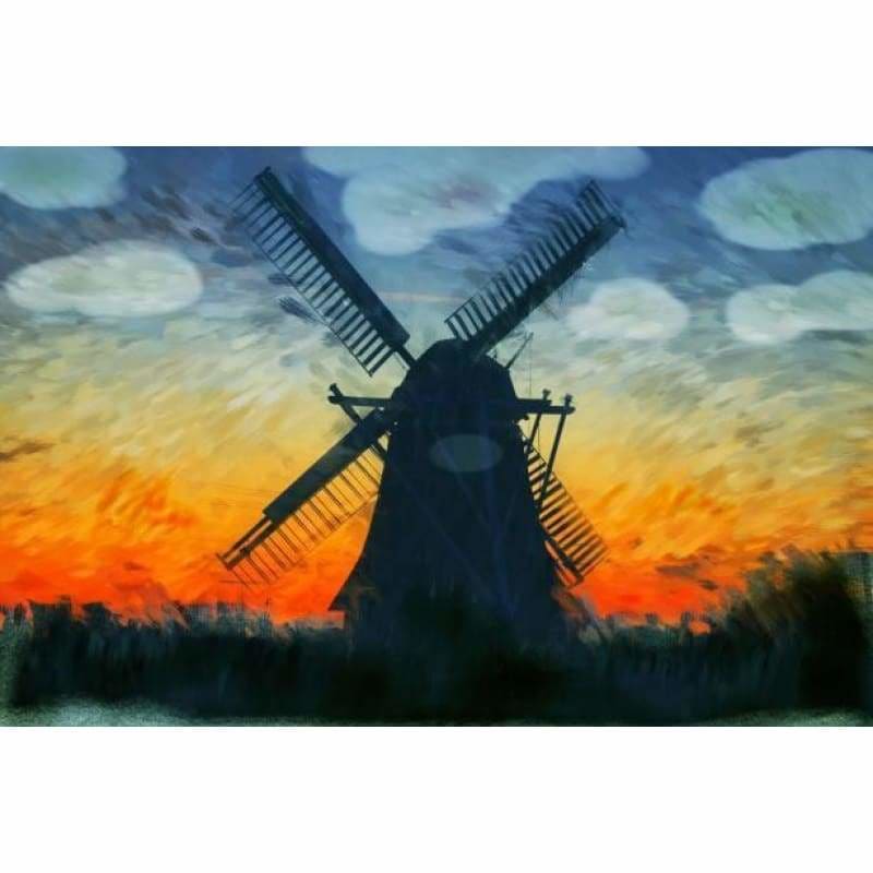 Oil Painting Style Windmill Landscape Full Drill - 5D Diy