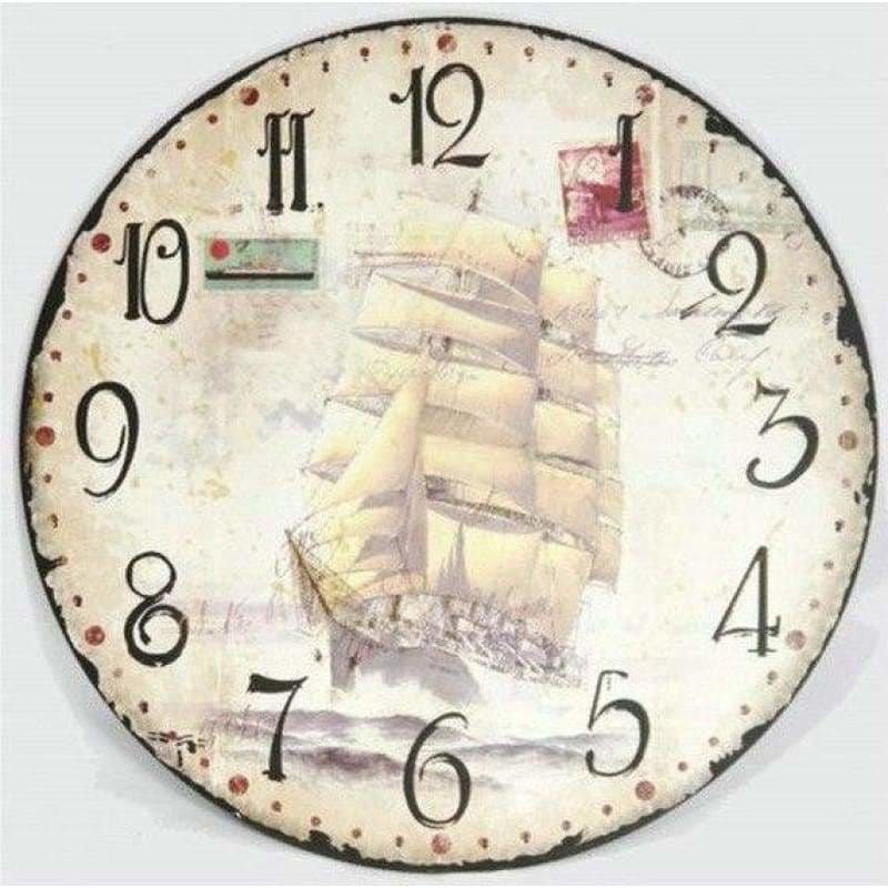 Retro Sailing Clock Full Drill - 5D DIY Embroidery Diamond