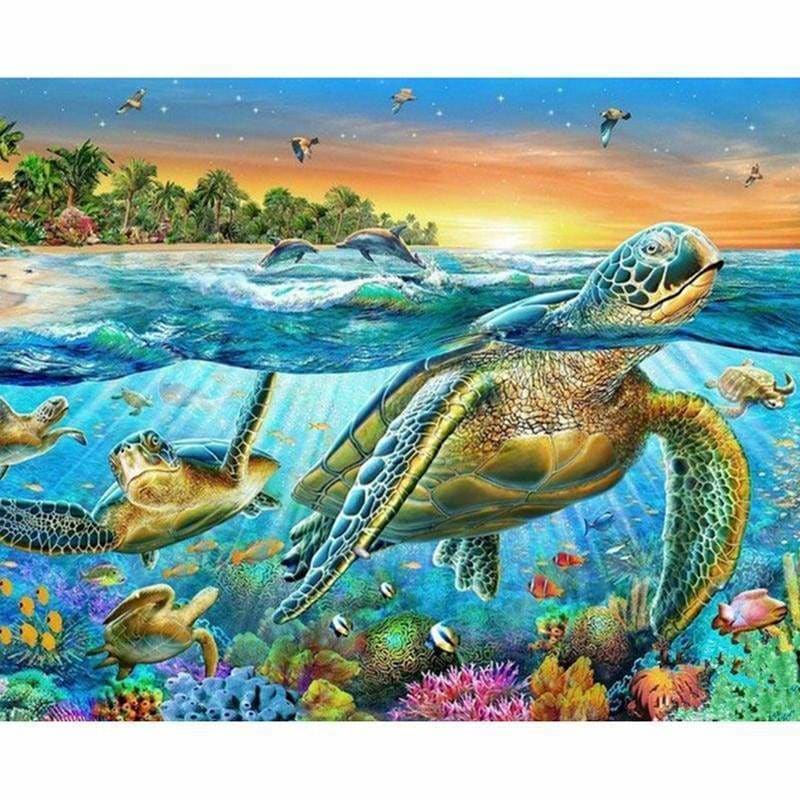 Sea Turtle Pattern Diy Full Drill - 5D Crystal Diamond
