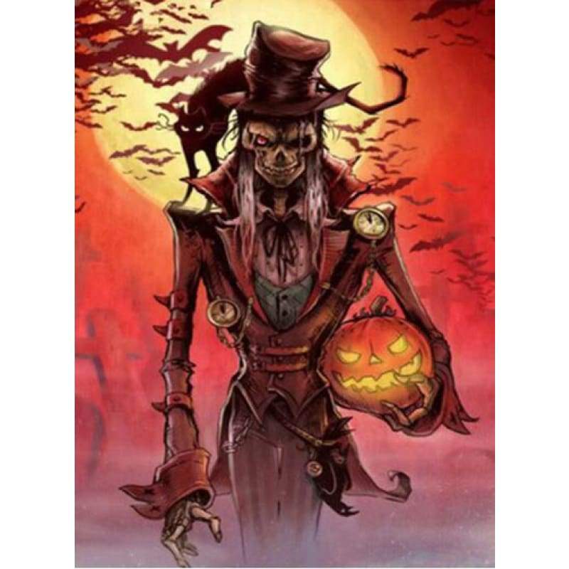 2019 Hot Sale Halloween Cartoon Skeleton Pumpkin 5d Diy Rhinestone Stitch Kits VM4085 - NEEDLEWORK KITS
