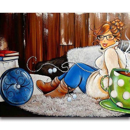 Modern Art Cartoon Woman Full Drill - 5D Diy Full Square Diamond Painting Kits VM9149 - NEEDLEWORK KITS