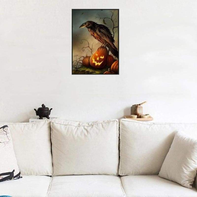 2019 New Hot Sale Wall Decor Halloween Crow 5d Diy Rhinestone Stitch Kits VM40587 - NEEDLEWORK KITS