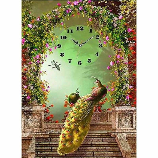Dream Special Animal Peacock Clock Full Drill - 5D Diy