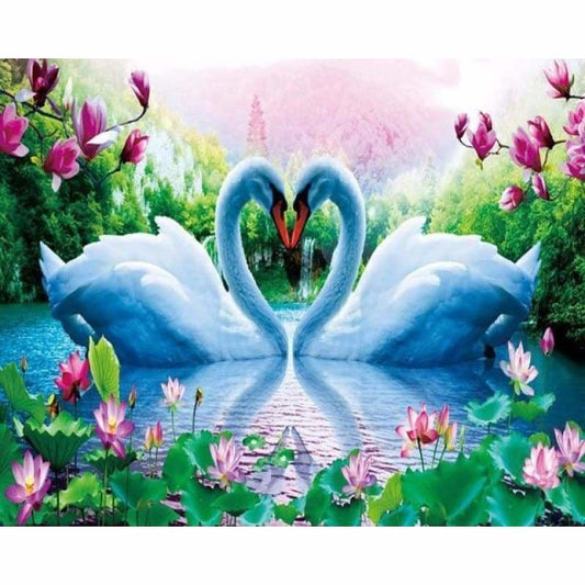 Dream Swans Love Pattern Wall Decor Full Drill - 5D Diy