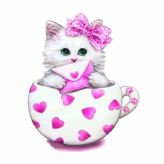 Full Drill - 5D Diamond Painting Kits Cute Cat Letter In