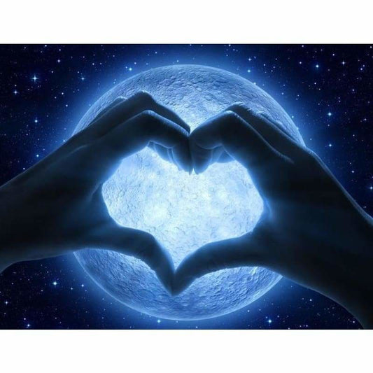 Full Drill - 5D DIY Diamond Painting Kits Love Hands Moon -