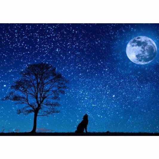 Full Drill - 5D DIY Diamond Painting Kits Wolf Moon Starry